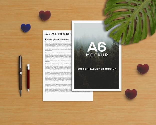 Download Stationery concept with a6 brochure mockup PSD file | Free ...