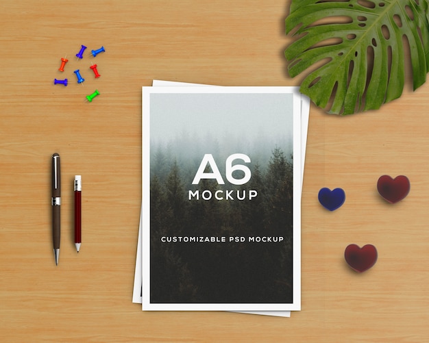 Download Stationery concept with a6 brochure mockup | Free PSD File