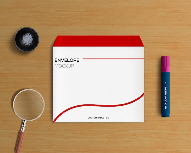 Download Free Psd Stationery Concept With Envelope Mockup