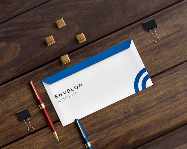 Download Stationery concept with envelope mockup | Free PSD File