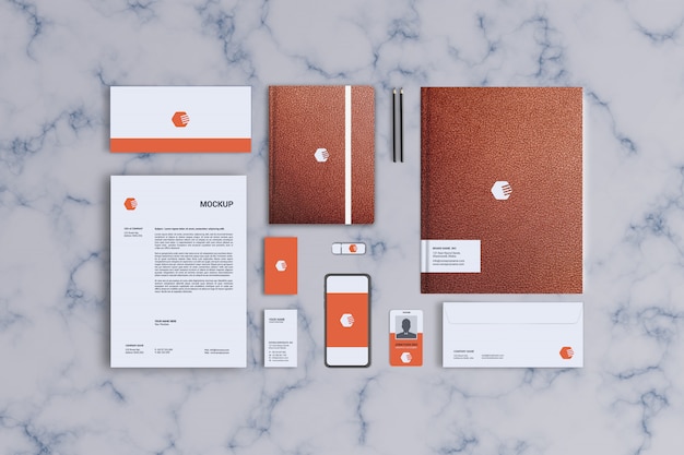 Download Stationery mockup, top view | Premium PSD File