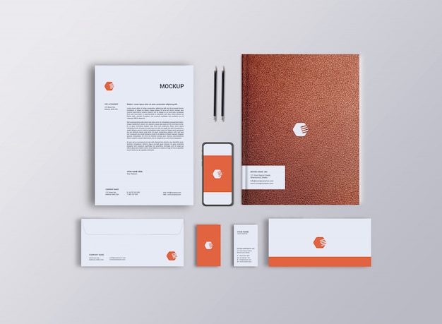 Download Stationery mockup, top view | Premium PSD File