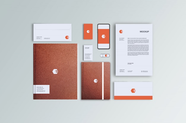 Download Premium PSD | Stationery mockup, top view