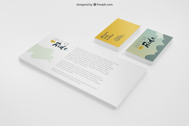 Stationery Mockup With Banner And Business Cards Psd Template Free T Shirt Mockups