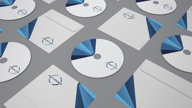 Stationery mockup with cds Free Psd