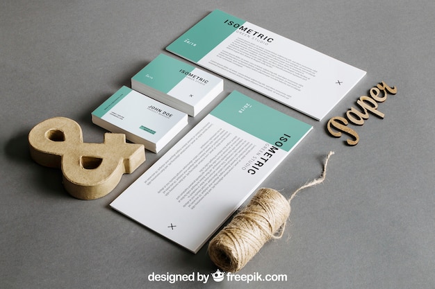 Stationery Mockup With Cord And Ampersand Psd Template Amazing Mockups Psd Templates