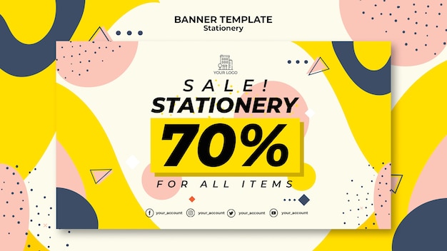 Stationery sales banner web template | Free PSD File