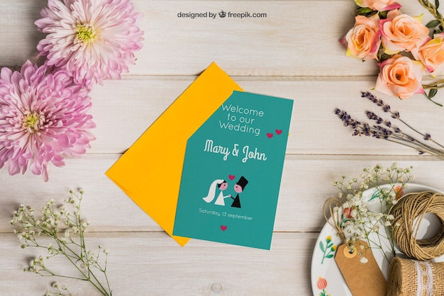 Download Stationery wedding mockup with envelope PSD file | Free Download