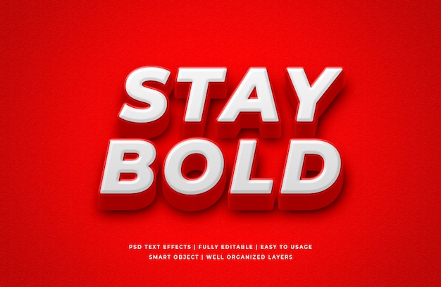 Download Stay bold 3d text style effect | Premium PSD File