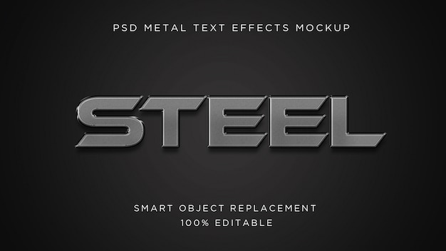 Steel 3d text effect psd mockup PSD file | Premium Download