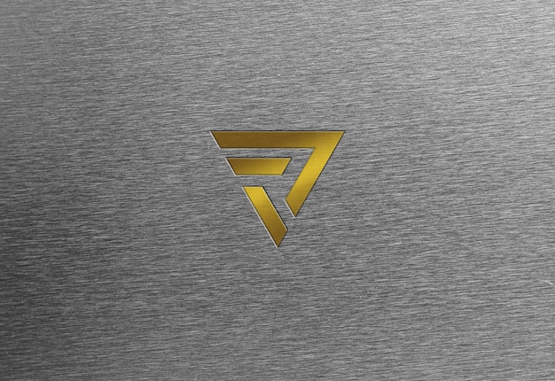 Download Premium PSD | Steel texture gold logo mockup