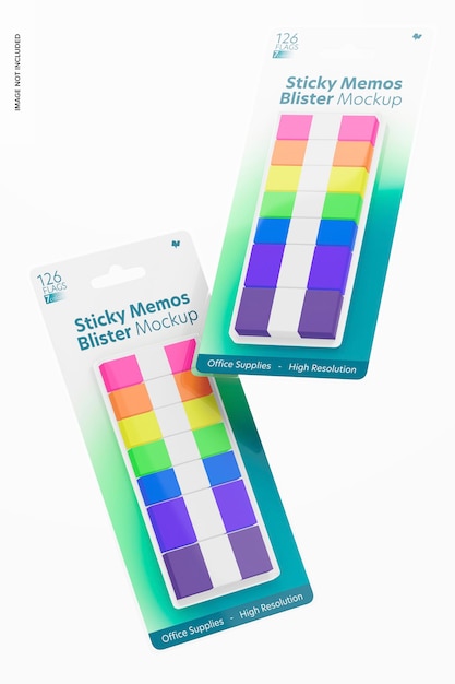 Download Free PSD | Sticky memos blister mockup, floating