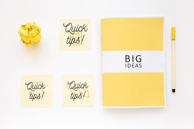 Download Sticky notes mockup with tips concept PSD file | Free Download