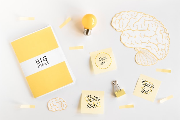 Download Sticky notes mockup with tips concept | Free PSD File