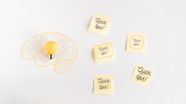Download Free PSD | Sticky notes mockup with tips concept
