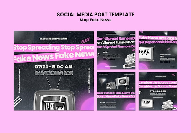 Free PSD | Stop fake news social media posts