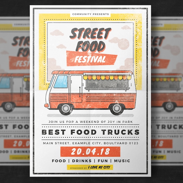 Premium PSD Street food festival poster