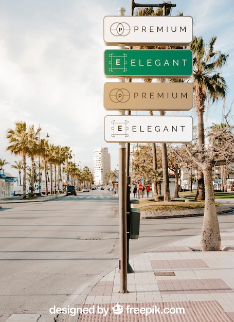 Free PSD | Street sign mockup of four