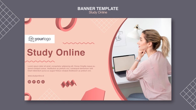 Free PSD | Study online banner template