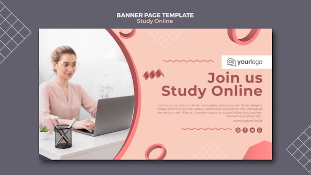 Free PSD | Study online banner template