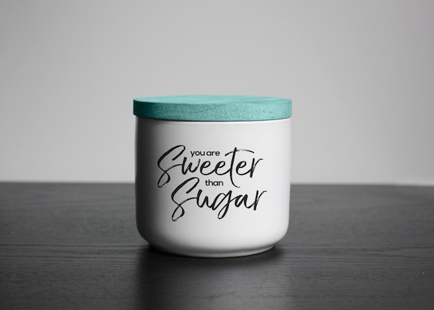 Download Premium PSD | Sugar cookies jar typography mockup with ...