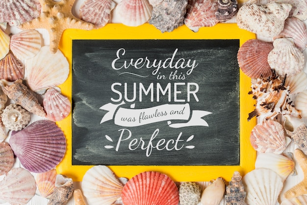 Summer composition with slate PSD Template