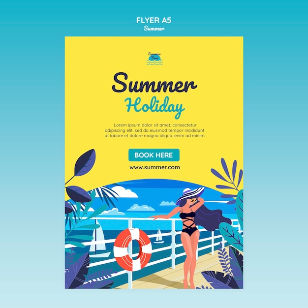 Summer concept flyer template | Free PSD File