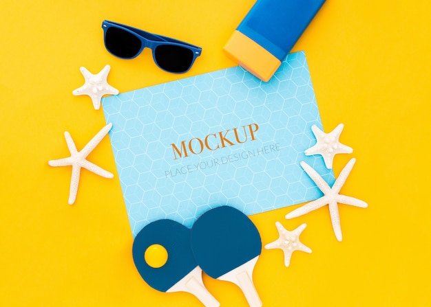 Download Summer concept mockup on yellow background PSD file | Free Download