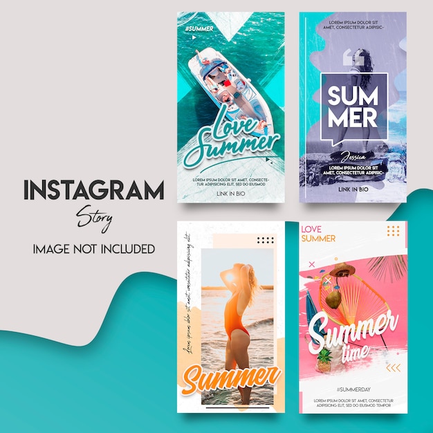 Summer instagram story template set Premium Psd