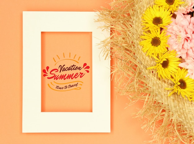 Download Summer mockup photo frame with straw hat PSD file ...