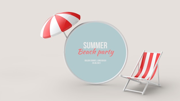 Download Premium Psd Summer Round Frame And Beach Umbrella Mockup