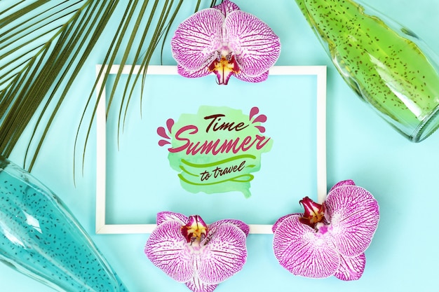 Download Summer tropical mockup frame with palm leaves PSD file ...