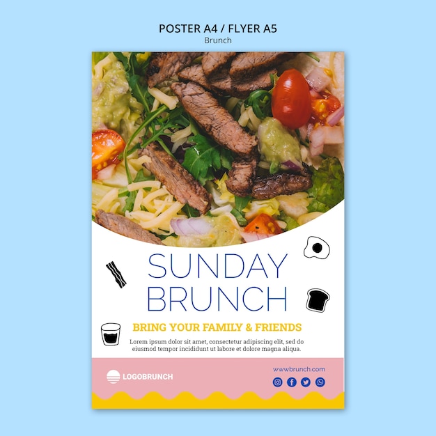 Free PSD | Sunday brunch tasty food poster template