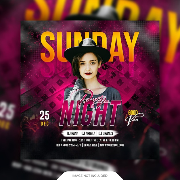 Premium PSD | Sunday night party social media banner template