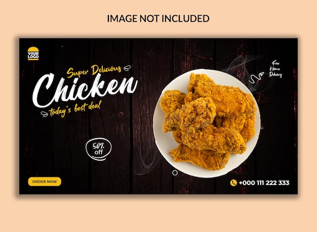 Premium PSD | Super delicious chicken web banner template