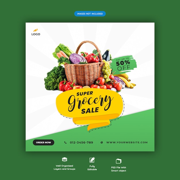 Super grocery sale banner Premium Psd