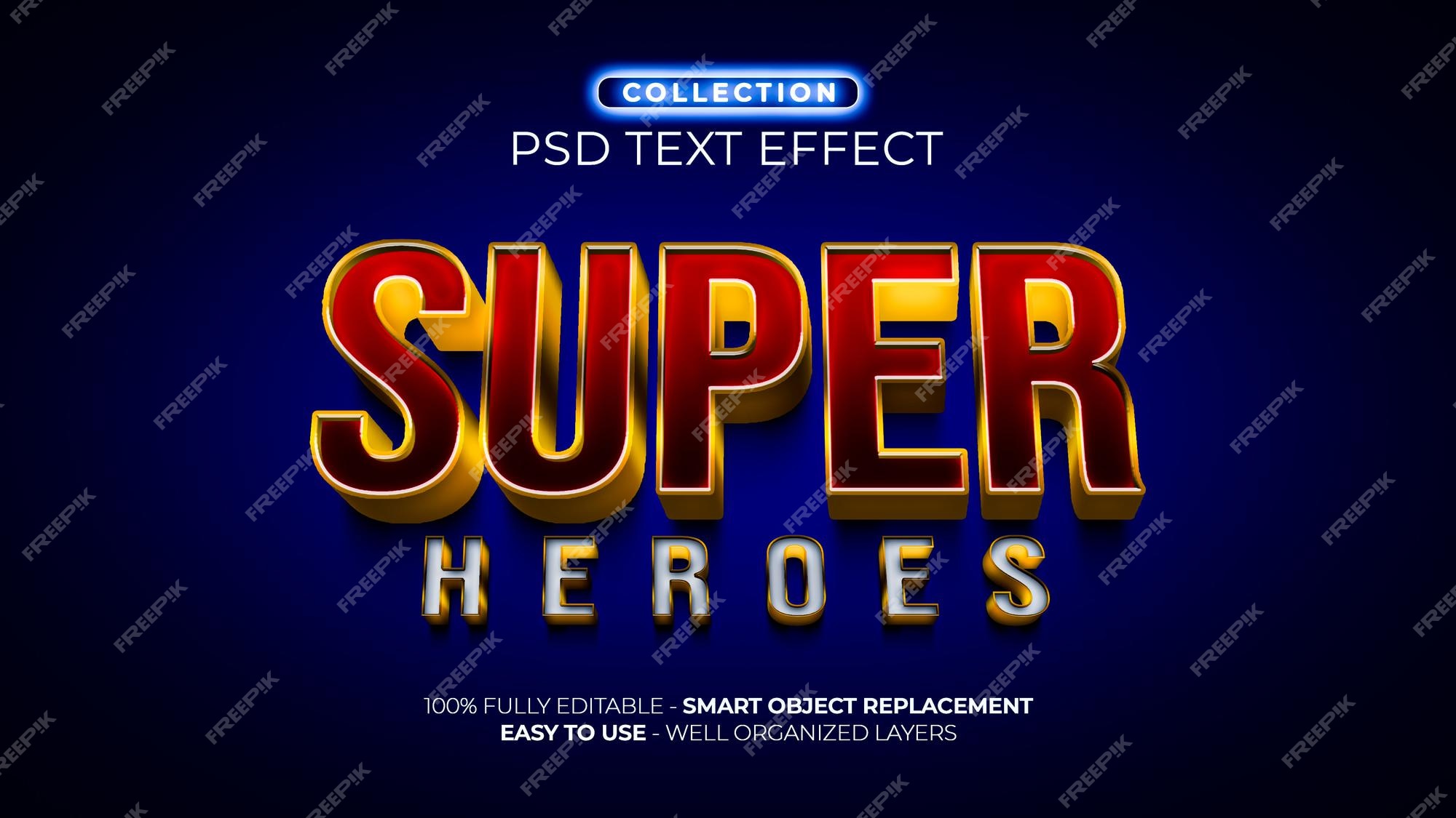 Premium PSD | Super heroes 3d custom text effect