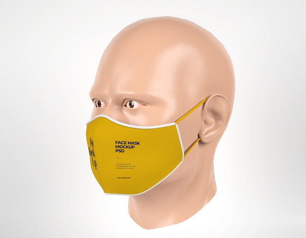 Download Surgical face mask mockup with man mannequin left view | Premium PSD File