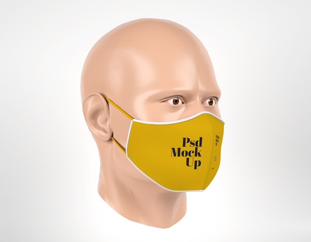 Download Surgical face mask mockup with man mannequin right view | Premium PSD File