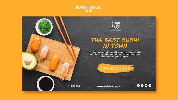 Free PSD | Sushi banner template theme