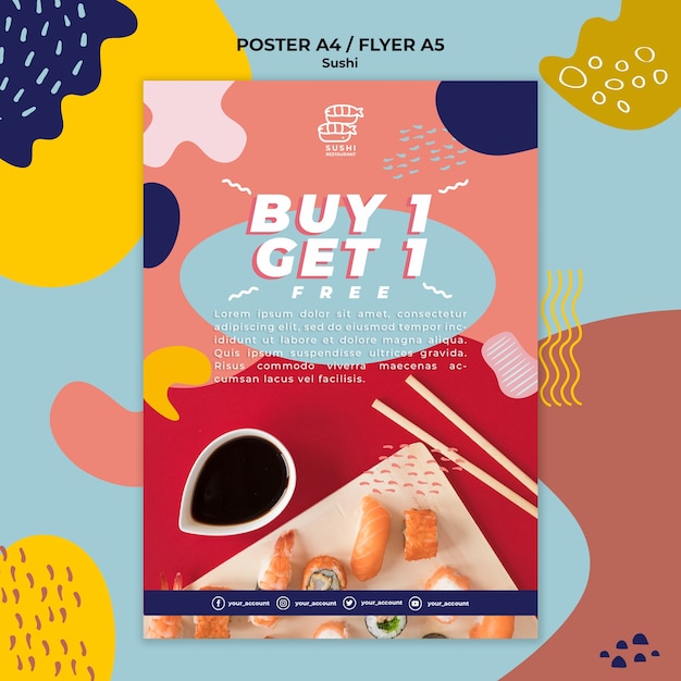 Free PSD | Sushi restaurant flyer with offer