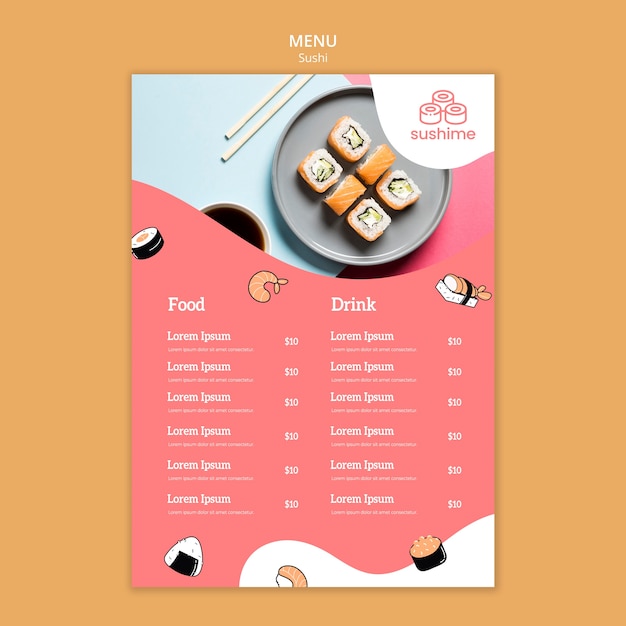 Free PSD Sushi restaurant menu template