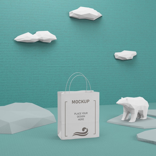 Download Sustainable paper bag with mock-up | Free PSD File