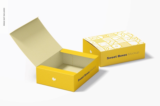  Sweet boxes mockup, opened and closed