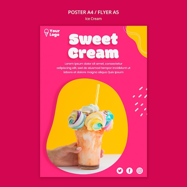 Download Sweet cream ice cream poster template | Free PSD File