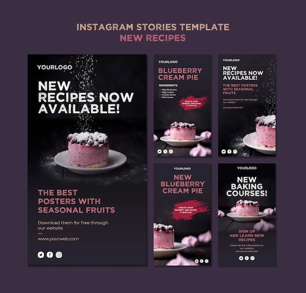 Download Premium PSD | Sweet recipes instagram stories template