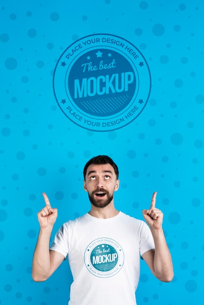 Download Premium PSD | T-shirt mock-up and man looking up