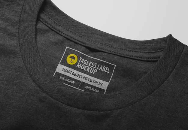 Download Premium Psd T Shirt Neck Tagless Label Mockup Isolated