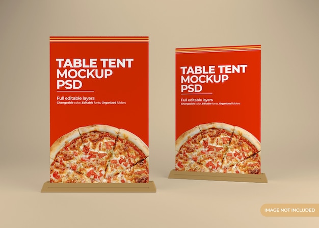 Download Premium PSD | Table tent stand mockup design isolated