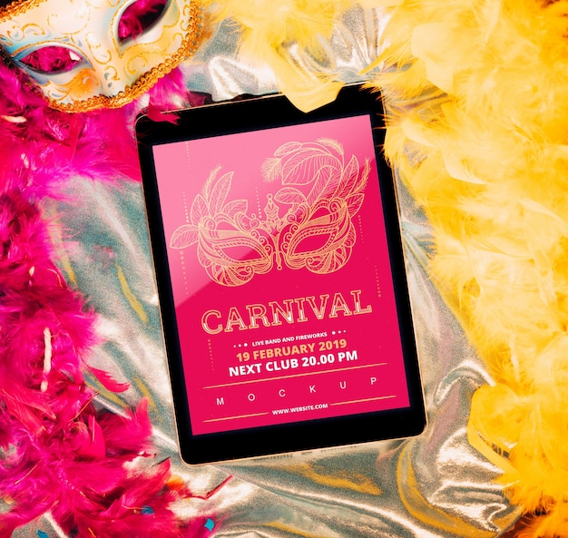 Download Tablet Mockup With Carnival Concept Psd Template Free Psd Packaging Mockup Template PSD Mockup Templates